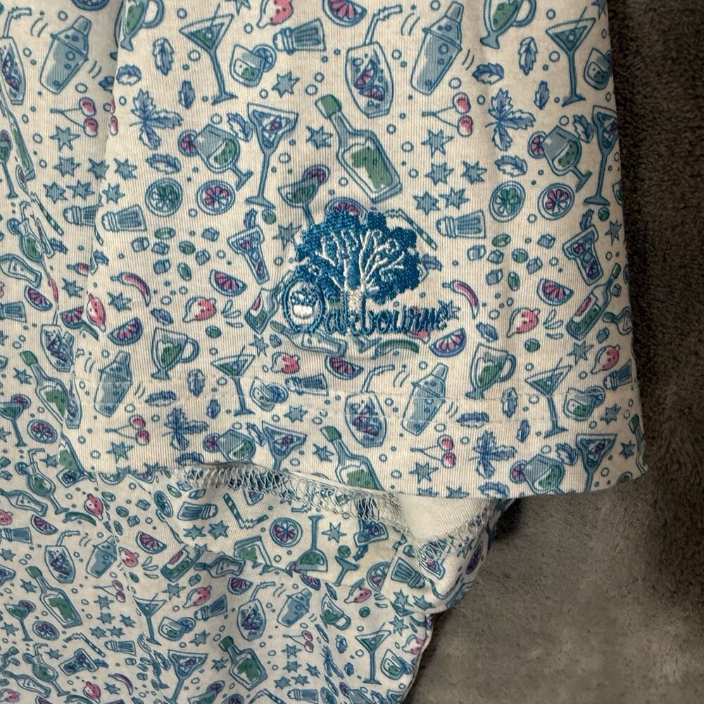 Johnnie O Polo Men L Blue Drinks Print Performance Golf Surfer Bar Hendricks - Picture 6 of 11